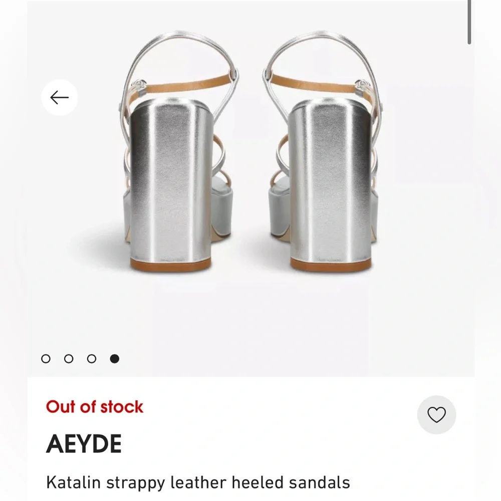 AEYDE Katalin strappy leather heeled sandals 425 Silver Platform Block Heel 39